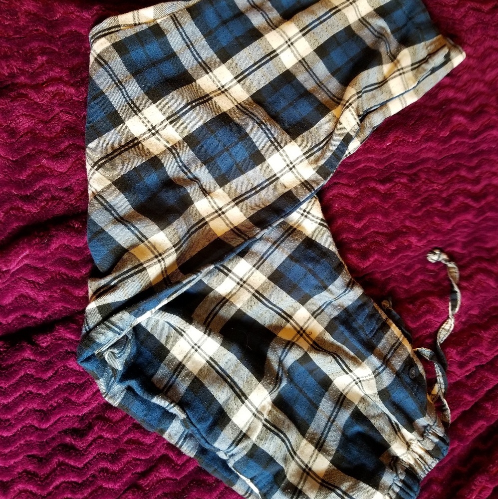 Blue checkered pajama pants